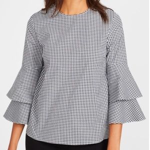 NWOT J.McLaughlin Presley Gingham Bell Sleeve Top